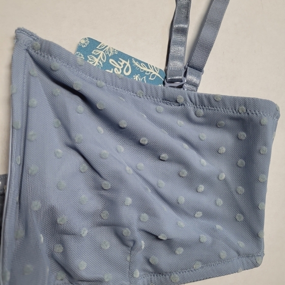Intimately Free People Sierra Light Blue Swiss Dot Mesh V-neck Bandeau - Picture 6 of 8